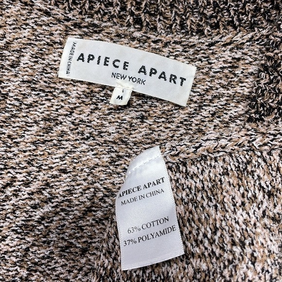 APIECE APART Sweater Deep Plunging V-neck Brown Marled Peplum Hem Size Medium - Picture 9 of 13